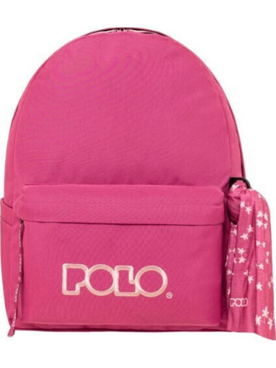 Polo Original Scarf Σχολική Τσάντα Πλάτης Δημοτικού Φούξια με Θήκη για Παγούρι 20lt